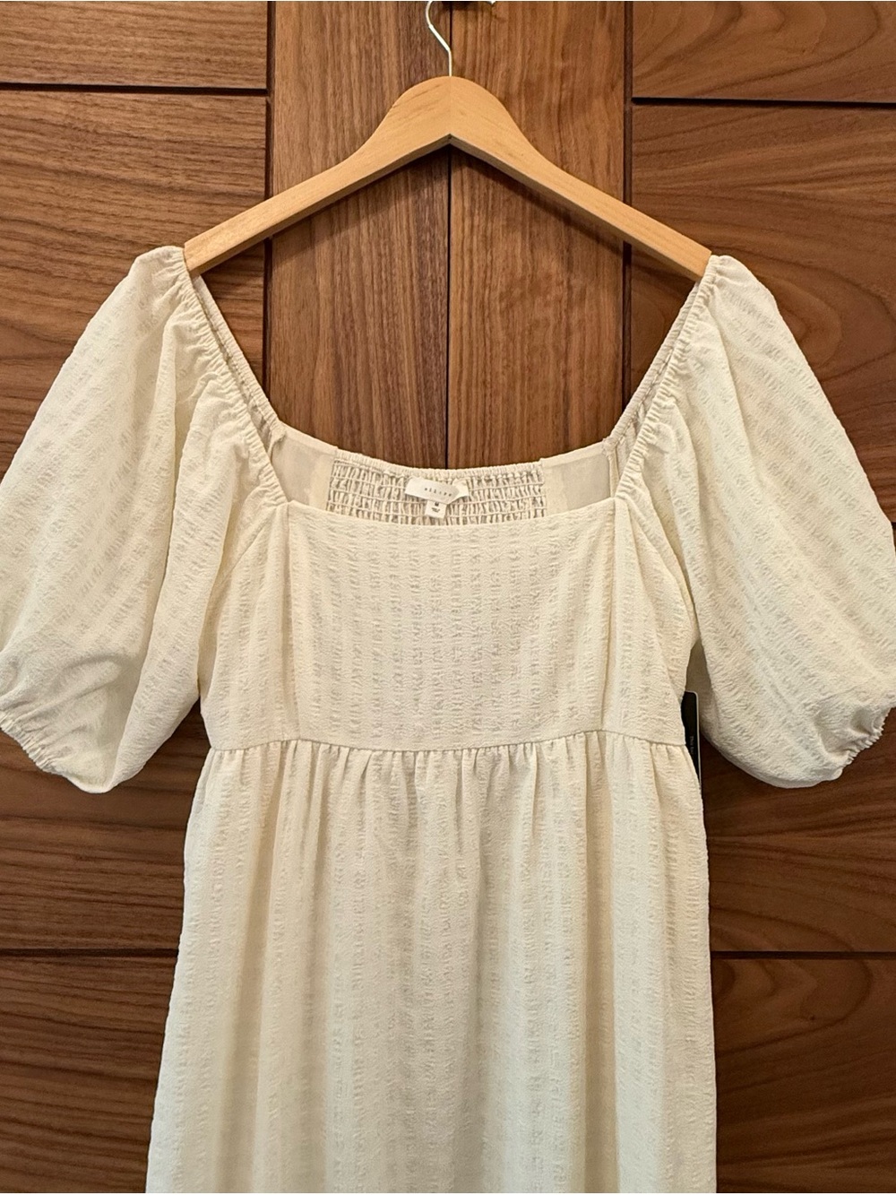All Row NWT Cream Square-Neck Puff Sleeve Maxi Dress Boho Cottagecore Medium - Picture 3 of 15